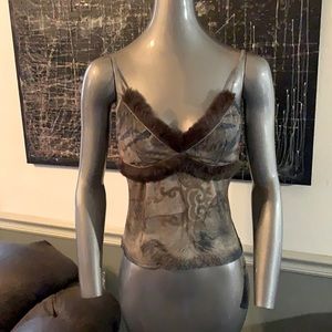 Vintage French Boutique Genuine Fur Trimmed Camisole